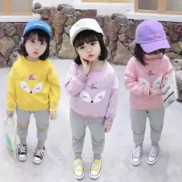珂卡慕(KEKAMU)女童套装2020春季新款女宝卡通卫衣两件套2-3岁洋气女童春装童装女三岁一