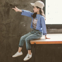 珂卡慕(KEKAMU)女童套装中大童儿童卫衣牛仔裤两件套十岁女童休闲装大童女装2020新款童装女