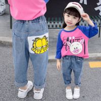 珂卡慕(KEKAMU)儿童裤子女童牛仔裤三岁女童裤子春秋装洋气宽松女宝休闲裤1岁婴儿长裤童装男童 大图色