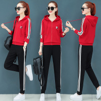 珂卡慕(KEKAMU)休闲女春秋2020新款宽松潮流卫衣两件套中学生跑步运动衣
