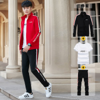 珂卡慕(KEKAMU)情侣2020新款潮流时尚男女长袖开衫运动服套装跑步宽松卫衣三件套