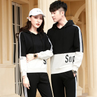 珂卡慕(KEKAMU)情侣运动卫衣套装2020年春季韩版宽松潮流学生百搭休闲连帽两件套