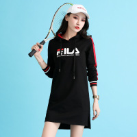 珂卡慕(KEKAMU)连帽卫衣女2020春季新款休闲长袖气质显瘦宽松中长款运动风连衣裙