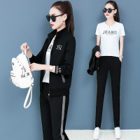 珂卡慕(KEKAMU)运动套装女春2020新款时尚外套卫衣三件套潮流休闲服