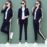 珂卡慕(KEKAMU)运动服套装女2021春秋新款韩版宽松休闲时尚女装欧洲站卫衣三件套