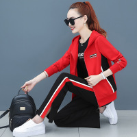 珂卡慕(KEKAMU)休闲运动套装女春秋2020新款女装潮韩版连帽大码三件套时尚运动服