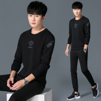 珂卡慕(KEKAMU)卫衣男春秋款时尚套装圆领长袖休闲两件套潮流一套运动服