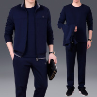 珂卡慕(KEKAMU)中老年运动套装男春爸爸装休闲大码运动服套装男三件套运动装