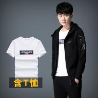 珂卡慕(KEKAMU)连帽卫衣男2021新款韩版潮男士休闲运动服套装男装款外套