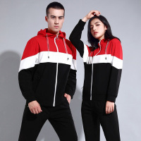 珂卡慕(KEKAMU)2020新款运动服套装男情侣韩版连帽卫衣女休闲装两件套 黑色