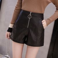 珂卡慕(KEKAMU)2020春新款显瘦字阔腿裤大码休闲裤靴裤韩版高腰皮短裤女