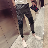 珂卡慕(KEKAMU)休闲裤男夏裤韩版潮流帅气百搭修身小脚九分裤潮牌个性撞色哈伦裤