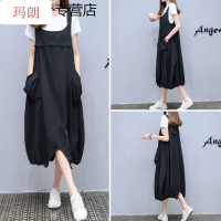 珂卡慕(KEKAMU)A字裙休闲两件套装新款大码女装连衣裙 黑色