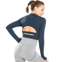 珂卡慕(KEKAMU)运动瑜伽上衣长袖女 性感美背训练速干长袖运动健身衣