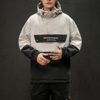 珂卡慕(KEKAMU)冲锋衣男 工装套头户外机能夹克加肥大码防风外套ins潮牌褂子运动