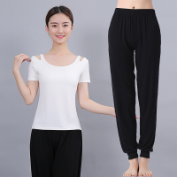 珂卡慕(KEKAMU)瑜伽服女套装秋春季俞加训练服女瑜伽服学生黑色套装初学者萝卜裤形体练功健身跑步运动表演服