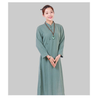 珂卡慕(KEKAMU)2020春季6115女士亚麻长裙打坐晨练宽松瑜伽裙禅修服