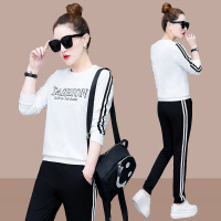 珂卡慕(KEKAMU)2020新款女休闲跑步运动服套装韩版时尚潮大码卫衣两件套