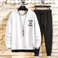 珂卡慕(KEKAMU)圆领卫衣男2020新款春装学生套装韩版潮流假两件套袖男士长袖T恤T