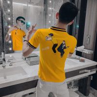 珂卡慕(KEKAMU)夏季精神小伙短袖T恤男韩版修身翻领polo衫网红潮牌帅气百搭半袖