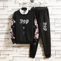 珂卡慕(KEKAMU)春季2020年男士新款潮流圆领套头长袖卫衣套装运动休闲男生两件套