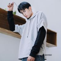 珂卡慕(KEKAMU)连帽卫衣男短袖潮半袖宽松中袖情侣装T恤韩版蝙蝠衫ins港风五分袖