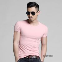 珂卡慕(KEKAMU)夏季男士短袖T恤打底衫纯棉上衣服修身潮流半袖白丅圆领体恤男装