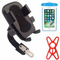【送扳手】电动车电瓶车摩托车后视镜手机支架山地自行车导航支架-39|电动车支架（黑色）+安全带+防水袋