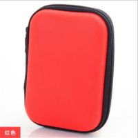 旅行手机数据线收纳包便携式pu耳机收纳盒充电器整理袋u盘收纳包-56|大号红色可装充电器 四个装