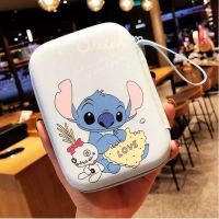 可爱卡通移动硬盘电源数据线充电器收纳盒耳机零钱收纳袋便携包-58|蓝色史迪仔收纳盒 单个装（发1个）