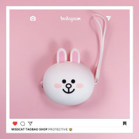 可爱便携多功能旅行数码整理充电器数据线鼠标有线耳机收纳包盒大-45|大号硅胶包可尼兔