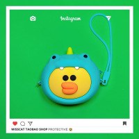 可爱便携多功能旅行数码整理充电器数据线鼠标有线耳机收纳包盒大-45|深灰色大号包鸭变恐龙