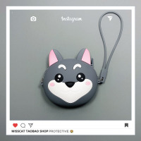 可爱便携多功能旅行数码整理充电器数据线鼠标有线耳机收纳包盒大-45|粉红色大号包灰狗