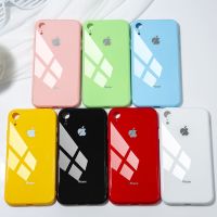 苹果x手机壳xr纯色xsmax玻璃壳7plus钢化玻璃6超薄防摔保护套新款