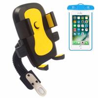 【送扳手】电动车电瓶车摩托车后视镜手机支架山地自行车导航支架|摩托车支架黄色+防水袋