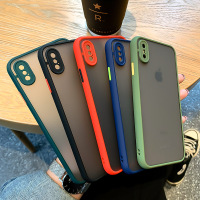 手感适用于iphonex简约x男xs时尚精准孔位磨砂手机壳苹果摔xr/7p镜头保护套i7防8plus/se6sp边框撞色