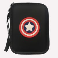 卡通可爱2.5寸移动硬盘包数码收纳包耳机线充电宝数据线零钱卡包|黑色-美国队长 内尺寸13*8.3厘米