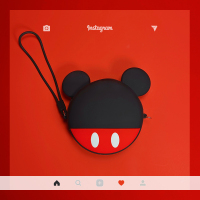 可爱便携创意数码充电器数据线 有线耳机收纳包收纳盒硅胶小迷你|特大号硅胶包背影米奇