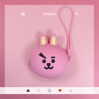 可爱便携创意数码充电器数据线 有线耳机收纳包收纳盒硅胶小迷你|西瓜红大号包粉兔