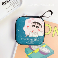 日韩创意耳机收纳包可爱卡通数据线充电器收纳盒迷你零钱包防摔女|【收纳包】小新