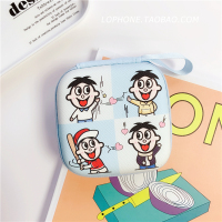 日韩创意耳机收纳包可爱卡通数据线充电器收纳盒迷你零钱包防摔女|【收纳包】四格旺仔