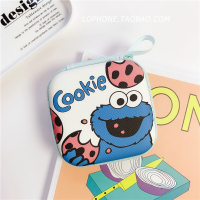 日韩创意耳机收纳包可爱卡通数据线充电器收纳盒迷你零钱包防摔女|【收纳包】饼干芝麻街