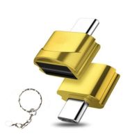 ctf卡安卓type-转换器otgu盘插卡转接头读卡器迷你手机连接|方形Type-c插TF卡/金色+挂链 其他