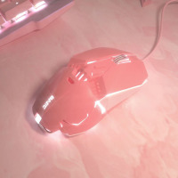 可调重量鼠标有线女生粉色游戏专用电竞机械静音无声猫爪可爱少女心电脑办公侧键笔记本usb小手樱花粉牧马人