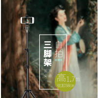 自拍直播三脚架 手机支架户外轻便落地拍摄神器多功能相机 花半坼