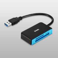 SSK飚王usb3.0高速多合一多功能读卡器小型迷你CF/SD/TF卡手机相机佳能|黑加蓝色SCRM330 USB3.0