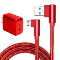 安卓手机数据线弯头加长2m华为VIVO三星适用于OPPO充电|【红色线】数据线+充电头 1米【安卓版】梯形口