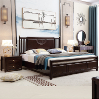 怡红院 床 新中式实木床1.8米双人床1.5米古典禅意主卧室现代简约家具实木大床