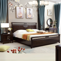 怡红院 床 卧室家具实木床1.8米1.5米新中式双人大床实用储物高箱经济型婚床