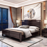 怡红院 新中式 全实木床1.8米双人床现代简约中式1.5米高箱储物主卧室婚床